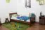 Kinderbett / Jugendbett  Kiefer Vollholz massiv Nussfarben A22, inkl. Lattenrost - Abmessung 90 x 200 cm 