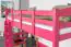Hochbett 90 x 190 cm für Erwachsene, "Easy Premium Line" K22/n, Buche Massivholz rosa lackiert, teilbar