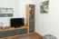 Modernes Wohnzimmer Set C Faleula, 5-teilig, mit ABS Katenschutz, Eiche/Grau, 1 Schrank, 1 TV Möbel, 1 Wandregal, 1 Vitrine, 1 Kommode, robuste Bauweise