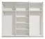Heller Schiebetürenschrank mit drei Türen Palanka 02, Farbe: Weiß / Weiß Hochglanz, zwei Kleiderstangen, sieben Fächer, Maße: 224 x 262,5 x 62,5 cm