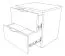Nachtkommode Sabadell 22, Farbe: Eiche / Beige Hochglanz - 47 x 45 x 38 cm (H x B x T)