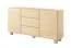 Kommode | 2 Türen | 3 Schubladen | Farbe: Eiche Vicenza | 4 Fächer | Push-to-open Funktion | 160 x 38 x 80 cm | Holzbeine | weiche Linien | ABS-Kanten