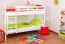 Etagenbett für Kinder 90 x 200 cm | Massivholz: Buche | Weiß Lackiert | umbaubar in 2 Einzelbetten | inkl. Rollroste Abbildung