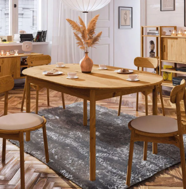 Esstisch ausziehbar Wellsford 55 Wildeiche massiv geölt - Abmessungen: 180-260 x 100 cm (B x T)