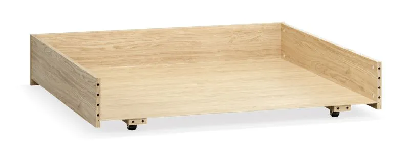 Bettschublade auf Rollen | Farbe: Eiche | praktischer Stauraum | Maße: 199 x 87 x 20 cm | perfekt für Bettwäsche oder saisonale Kleidung