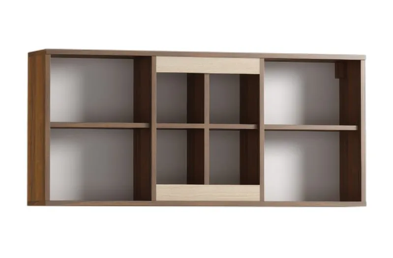 Hängeregal / Wandregal Pasuruan 13, Farbe: Nuss / Ahorn - Abmessungen: 57 x 124 x 25 cm (H x B x T)