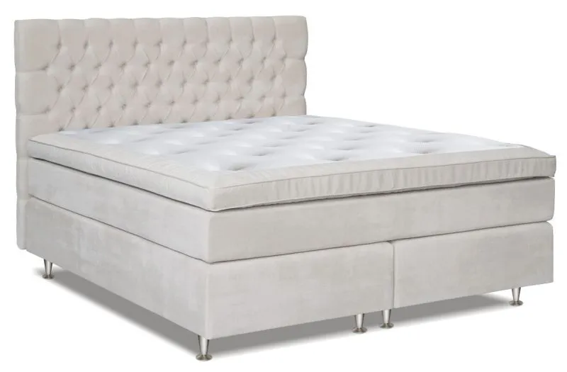 Boxspringbett MINDORO, Box: Bonellfederkern, Matratze: Taschenfederkern, Top Matress: Schaumstoff - Abmessung: 120 x 200 cm - Farbe: Weiß