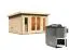Saunahaus "Anni 2" SET A mit Ofen 9 kW, Farbe: Natur - 369 x 309 cm (B x T), Grundfläche: 9,3 m²