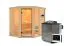 Sauna "Tjelvar 1" SET mit bronzierter Tür & Ofen BIO 9 kW Edelstahl - 196 x 170 x 198 cm (B x T x H)