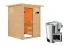 Sauna "Eivind" SET mit bronzierter Tür und Kranz - Farbe: Natur, Ofen BIO 3,6 kW - 173 x 159 x 191 cm (B x T x H)