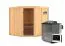 Sauna "Nooa" SET mit graphitfarbener Tür - Farbe: Natur, Ofen BIO 9 kW - 196 x 196 x 198 cm (B x T x H)