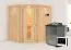 Sauna "Hanko" SET mit Kranz und Energiespartür - Farbe: Natur, Ofen BIO 9 kW - 210 x 184 x 202 cm (B x T x H)