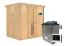 Sauna "Veli" SET mit Energiespartür und Kranz - Farbe: Natur, Ofen externe Steuerung easy 9 kW - 210 x 165 x 202 cm (B x T x H)