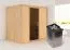Sauna "Veli" SET mit graphitfarbener Tür - Farbe: Natur, Ofen 9 kW - 196 x 151 x 198 cm (B x T x H)