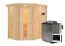 Sauna "Mika" SET mit Energiespartür und Kranz - Farbe: Natur, Ofen BIO 9 kW - 165 x 210 x 202 cm (B x T x H)