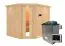 Sauna "Samu" SET mit Energiespartür Tür und Kranz  - Farbe: Natur, Ofen externe Steuerung easy 9 kW - 245 x 210 x 202 cm (B x T x H)