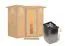Sauna "Tjara 1" SET mit Energiespartür und Kranz - Farbe: Natur, Ofen 9kW - 221 x 198 x 212 cm (B x T x H)