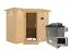 Sauna "Tjara 2" SET mit graphitfarbener Tür und Kranz - Farbe: Natur, Ofen externe Steuerung easy 9 kW - 264 x 198 x 212 cm (B x T x H)