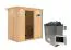 Sauna "Eeli" mit graphitfarbener Tür und Kranz SET mit Ofen externe Steuerung easy 9 kW - 210 x 132 x 202 cm (B x T x H)