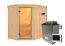 Sauna "Mika" SET mit Klarglastür & Ofen externe Steuerung easy 9 KW - 151 x 196 x 198 cm (B x T x H)
