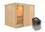 Sauna "Toivo" SET mit Klarglastür, Kranz & Ofen 9 kW - 245 x 210 x 202 cm (B x T x H)