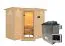 Sauna "Tjara 2" SET mit Klarglastür, Kranz & Ofen externe Steuerung easy 9 KW - 264 x 198 x 212 cm (B x T x H)