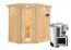 Sauna "Ole" SET mit Energiespartür, Kranz und Ofen externe Steuerung easy BIO 3,6 kW - 165 x 210 x 202 cm (B x T x H)