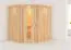 Sauna "Askjell" mit Energiespartür und Kranz - Farbe: Natur - 210 x 184 x 202 cm (B x T x H)