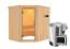 Sauna "Askjell" SET AKTION mit Klarglastür & Ofen BIO 3,6 kW - 196 x 170 x 198 cm (B x T x H)