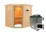 Sauna "Kirsa" SET AKTION mit bronzierter Tür, Kranz & Ofen externe Steuerung easy 9 KW - 224 x 184 x 202 cm (B x T x H)