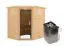 Sauna "Kirsa" SET AKTION mit Kranz, graphitfarbener Tür & Ofen 9 kW - 224 x 184 x 202 cm (B x T x H)