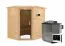 Sauna "Kirsa" SET AKTION mit Kranz, graphitfarbener Tür & Ofen BIO 9 kW - 224 x 184 x 202 cm (B x T x H)