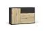 Kommode / Sideboard mit drei Fächer Galatsi 05, Farbe: Schwarz mit Holzstruktur / Eiche Artisan, ABS-Kantenschutz, Maße: 79,5 x 139 x 35 cm, drei Schubladen