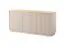 Modernes Sideboard / Kommode mit sechs Fächer Finghall 11, Farbe: Beige, Soft-Close-Funktion, drei Türen, Griffe: Gold, Front: gerillt, für Wohnzimmer