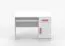 1,1 Meter breiter Schreibtisch | Weiß | Smolikas 90 | 1 Türe | 75 x 110 x 50 cm | rosa Holzgriffe | 1 Schublade | 3 Fächer