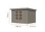 Pultdach Gartenhaus, Fichte wassergrau/graualuminium, langlebig, stahlverstärkte Ecken, Trapezblechdach, wartungsarm, Zylinderschloss, 2,98x2,13m