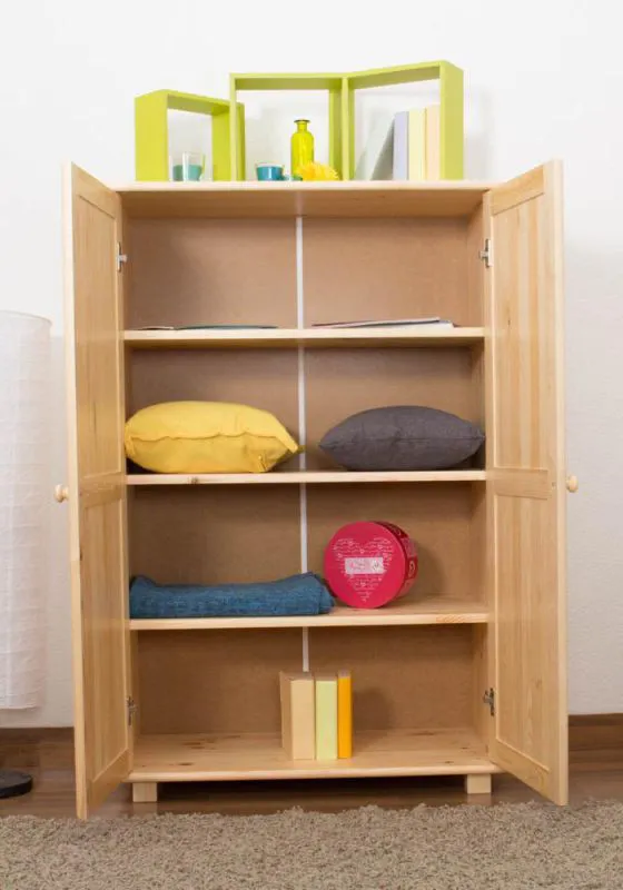 Massivholz-Schrank, Farbe: Natur 139x90x42 cm Abbildung