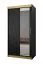 Schiebetürenschrank / Kleiderschrank Bernina 21, 1 Meter breit, mit Spiegeltür, Schwarz Matt, Maße: 200 x 100 x 62 cm, 5 Fächer, 2 Kleiderstangen