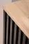 Schmaler Schrank mit fünf Fächer Angvik 01, Farbe: Eiche / Schwarz, Maße: 202,5 x 60 x 35 cm, ausziehbare Kleiderstange, genügend Stauraum