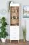 Vitrine Hohgant 09, Farbe: Eiche / Weiß - 209 x 50 x 42 cm (H x B x T)