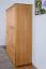 Kleiderschrank | 3 Drehtüren | 2 Schubladen | 5 Fächer | mit Kleiderstange | 135 cm breit | Massivholz | Farbe: Erle Abbildung