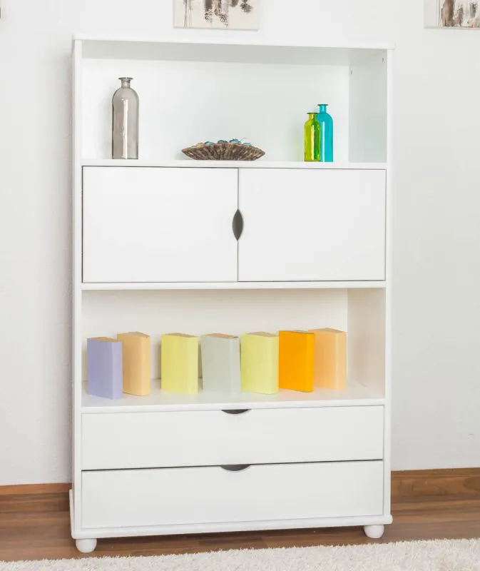 Regal - 100 cm breit, Kiefer Holz-Massiv, Farbe: Weiß Abbildung