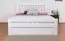 "Easy Premium Line" Doppelbett K8 in Überlänge 140 x 220 cm, Buche Vollholz massiv weiß lackiert, inkl.1 Abdeckblende