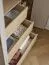 Falttür / Kleiderschrank | Farbe: Eiche | 3 Schubladen | 3 Kleiderstangen | 200 x 60 x 240 cm | inkl. LED-Beleuchtung mit Sensor | Soft-Close-Funktion