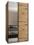 Kleiderschrank / Schiebetürenschrank | 6 Fächer | Soft-Close | 245,5 x 130 x 64 cm | 2 Kleiderstangen | Farbe: Eiche Artisan | Spiegel | 2 Schiebetüren