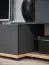 Stylische Wohnwand Kinn 03, Farbe: Anthrazit / Eiche Artisan - Abmessungen: 145 x 240 x 40 cm (H x B x T), mit LED-Beleuchtung und Push-to-open System