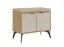 Schuhschrank mit Sitzfläche | 2 Fächer | 80,5 x 35 x 48 cm | Eiche Cremona / Beige | Griffe: Metall | Metallbeine | 2 Türen | ABS-Kanten