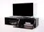 Schwarzer TV-Unterschrank mit blauer LED-Beleuchtung Möllen 22, Farbe: Schwarz - Abmessungen: 30 x 120 x 40 cm (H x B x T), mit Push-to-open Funktion