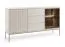 Sideboard mit edler Glastür, inkl. LED-Beleuchtung, 83 x 154 x 39 cm, in Kaschmir, 3 Schubladen, 2 Türen, 4 Fächer, Push-to-open Funktion