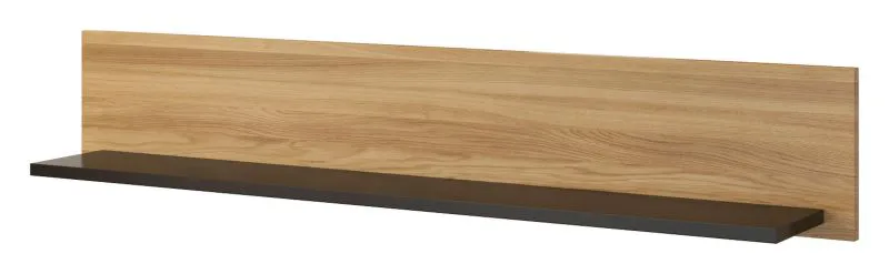 Küchenregal Hängeregal Küchen-Wandregal - 122 cm breit, Farbe: Eiche / Schwarz Abbildung
